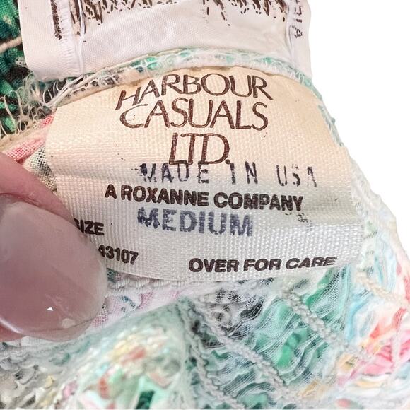 Vtg 80s Neiman Marcus Strapless Smocked Pin Up Tiki Dress Tropical Floral Size M - Picture 9 of 11